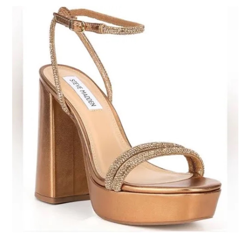 Bronze chunky heels